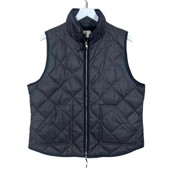 J. Crew Factory Textured Quilted Down Puffer Vest Gray Size XL Gold Zipper - Picture 1 of 8